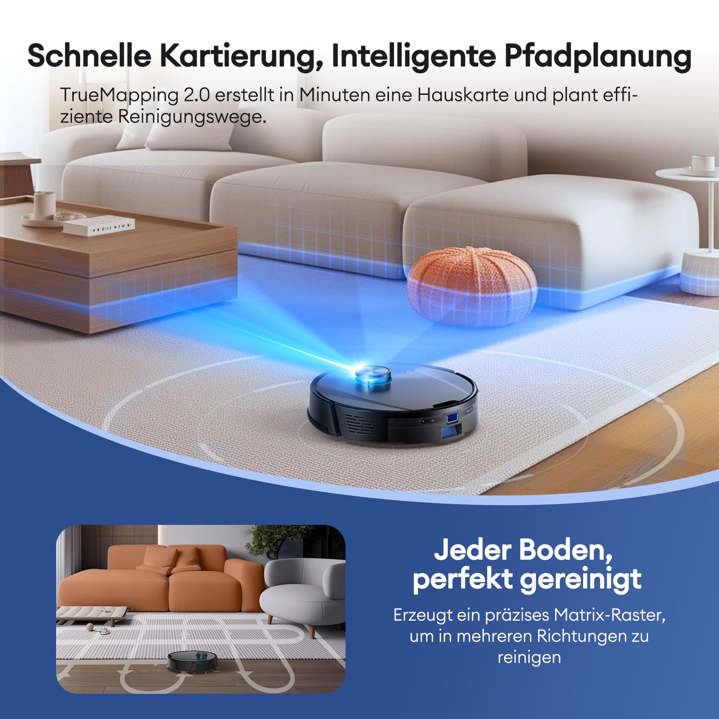 Ultenic Saugroboter mit Wischfunktion, 10000Pa mit Absaugstation