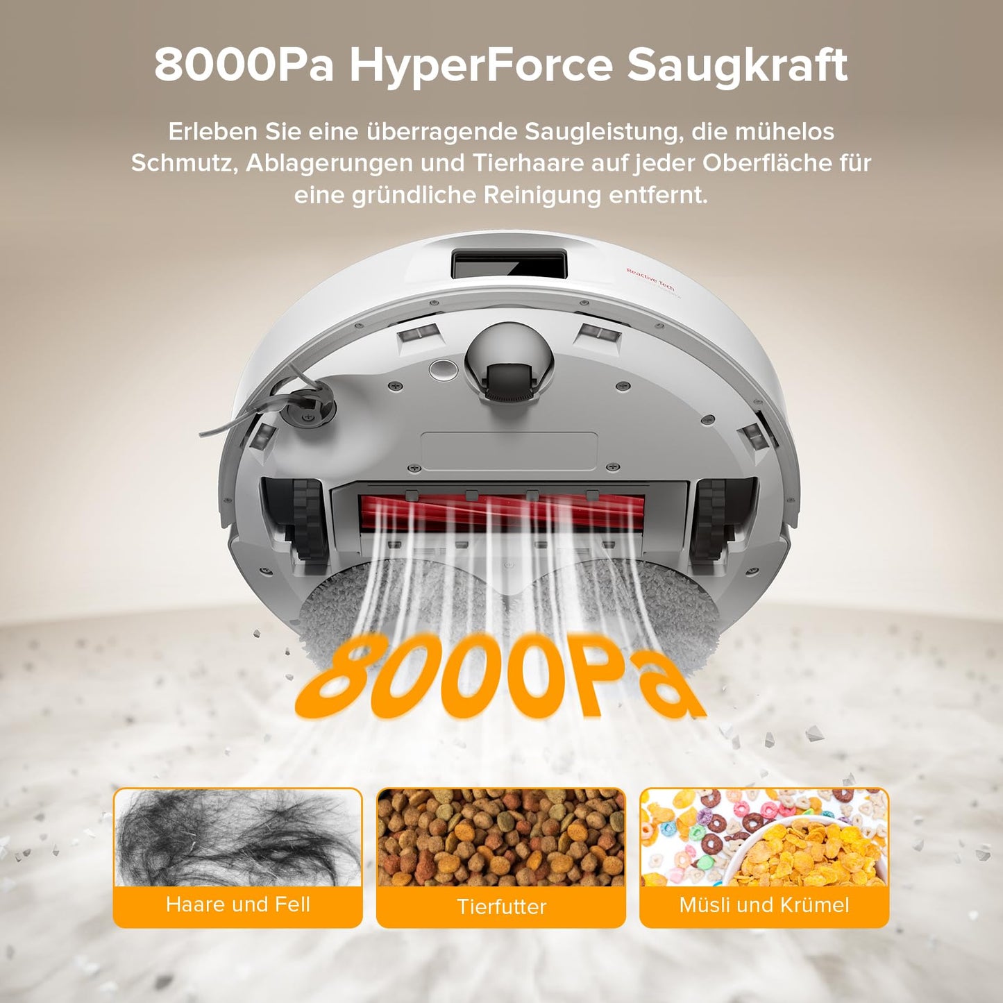 Roborock Qrevo Serie Saugroboter mit Wischfunktion, 8000Pa Weiß