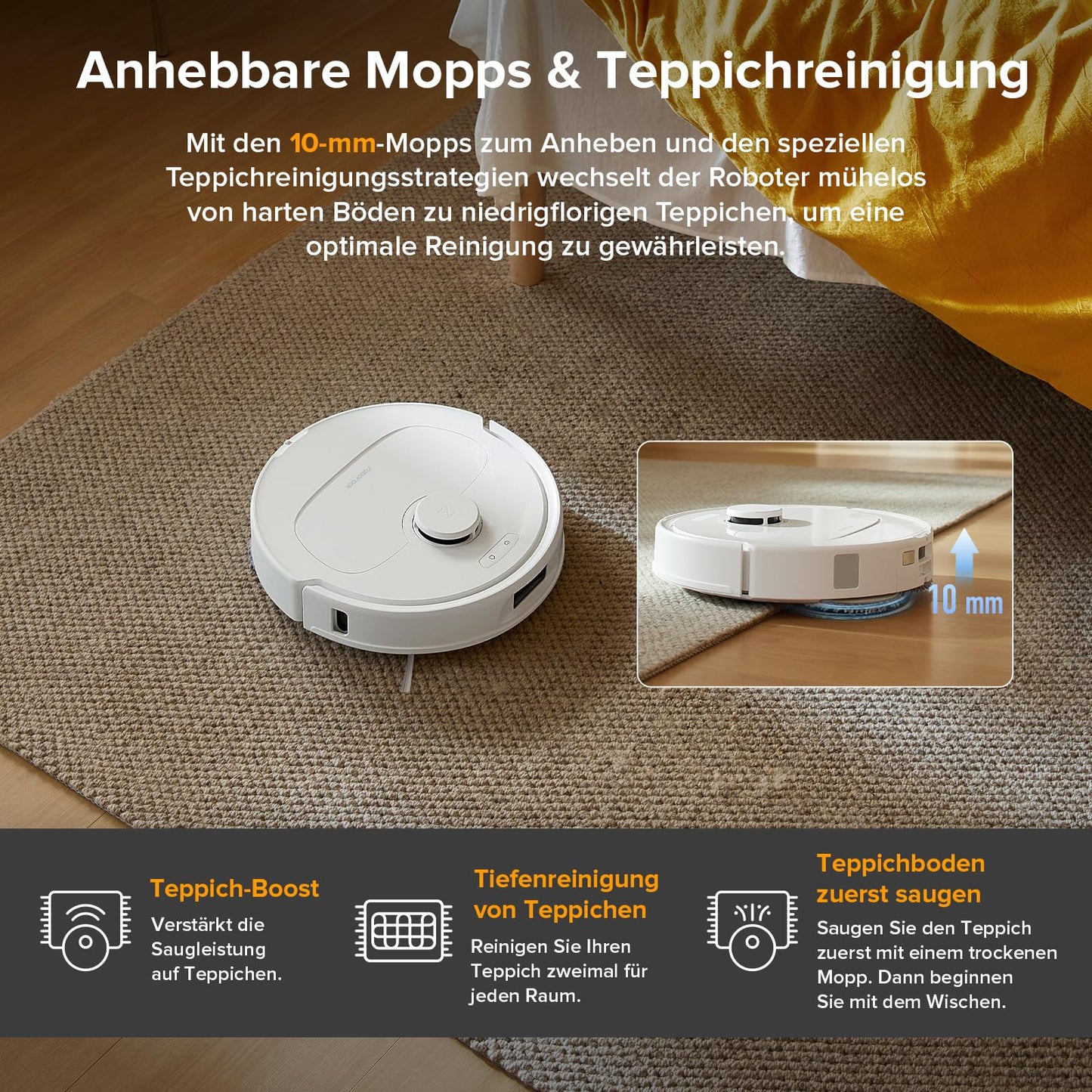 Roborock Qrevo Serie Saugroboter mit Wischfunktion, 8000Pa Weiß