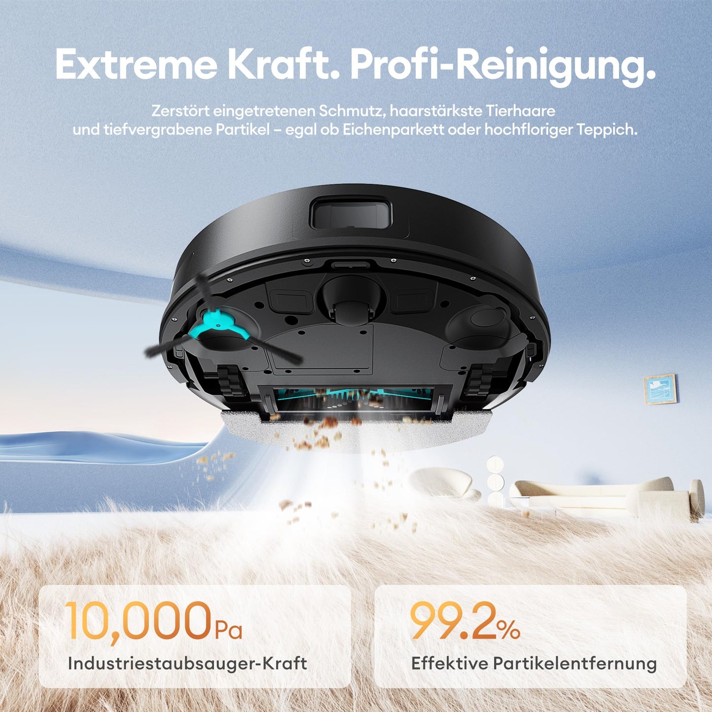 Ultenic Saugroboter mit Wischfunktion, 10000Pa mit Absaugstation